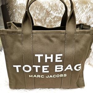 Marc Jacobs Bags The Tote Bag Medium Slate Green White Contrast Logo